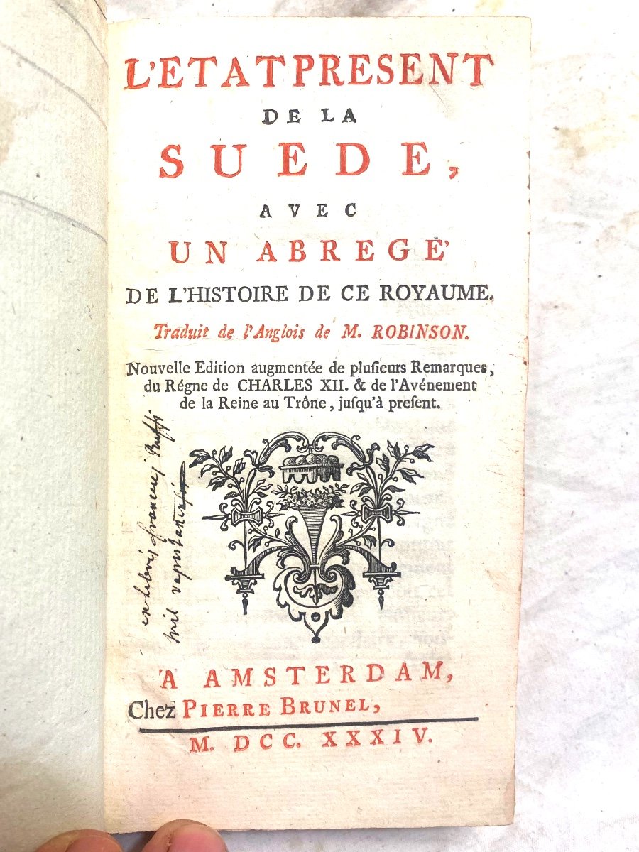 Volume In 12 "the Present State Of Sweden With An Abstract Of The History Of This Kingdom" 1734 Trad-photo-3