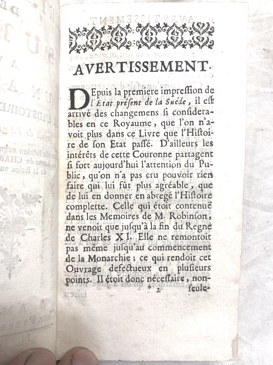 Volume In 12 "the Present State Of Sweden With An Abstract Of The History Of This Kingdom" 1734 Trad-photo-4