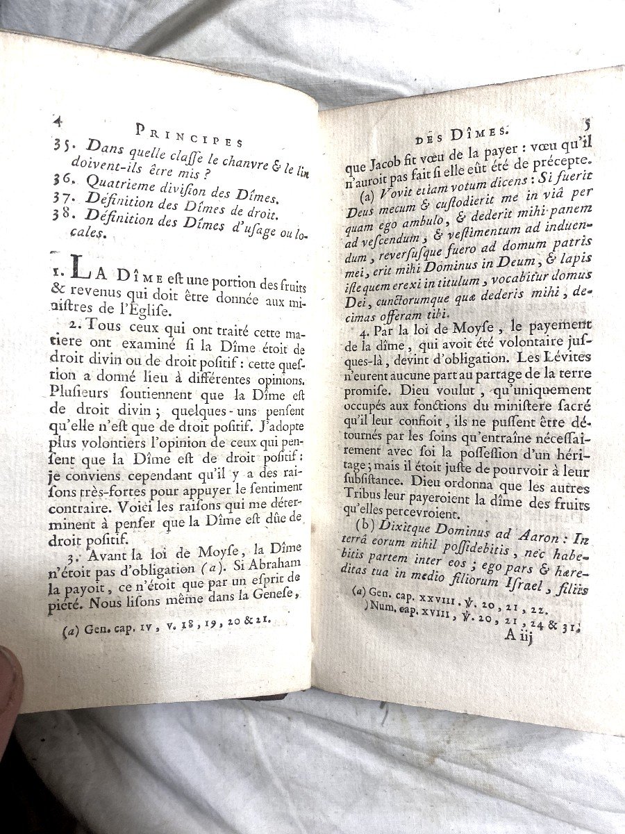 1vol. In12: "principles And Usages Concerning Tithes", By The Late Mr. Louis-franc De Jouy, 1775-photo-3