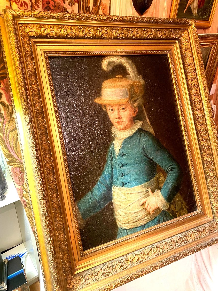 Portrait Of Antoine d'Orléans At 7 Years Old In 1782, Duke Of Montpensier Prince Of The Blood, French School-photo-2