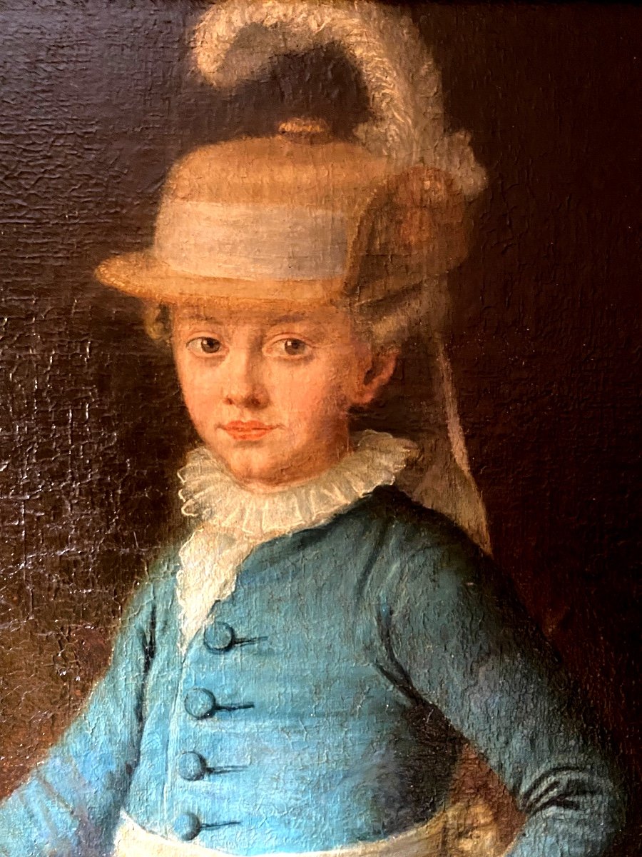 Portrait Of Antoine d'Orléans At 7 Years Old In 1782, Duke Of Montpensier Prince Of The Blood, French School-photo-3