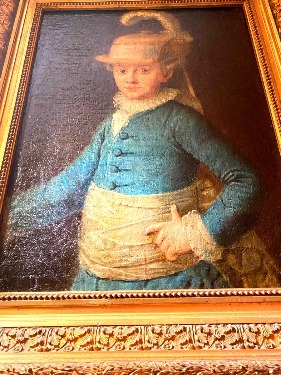 Portrait Of Antoine d'Orléans At 7 Years Old In 1782, Duke Of Montpensier Prince Of The Blood, French School-photo-4