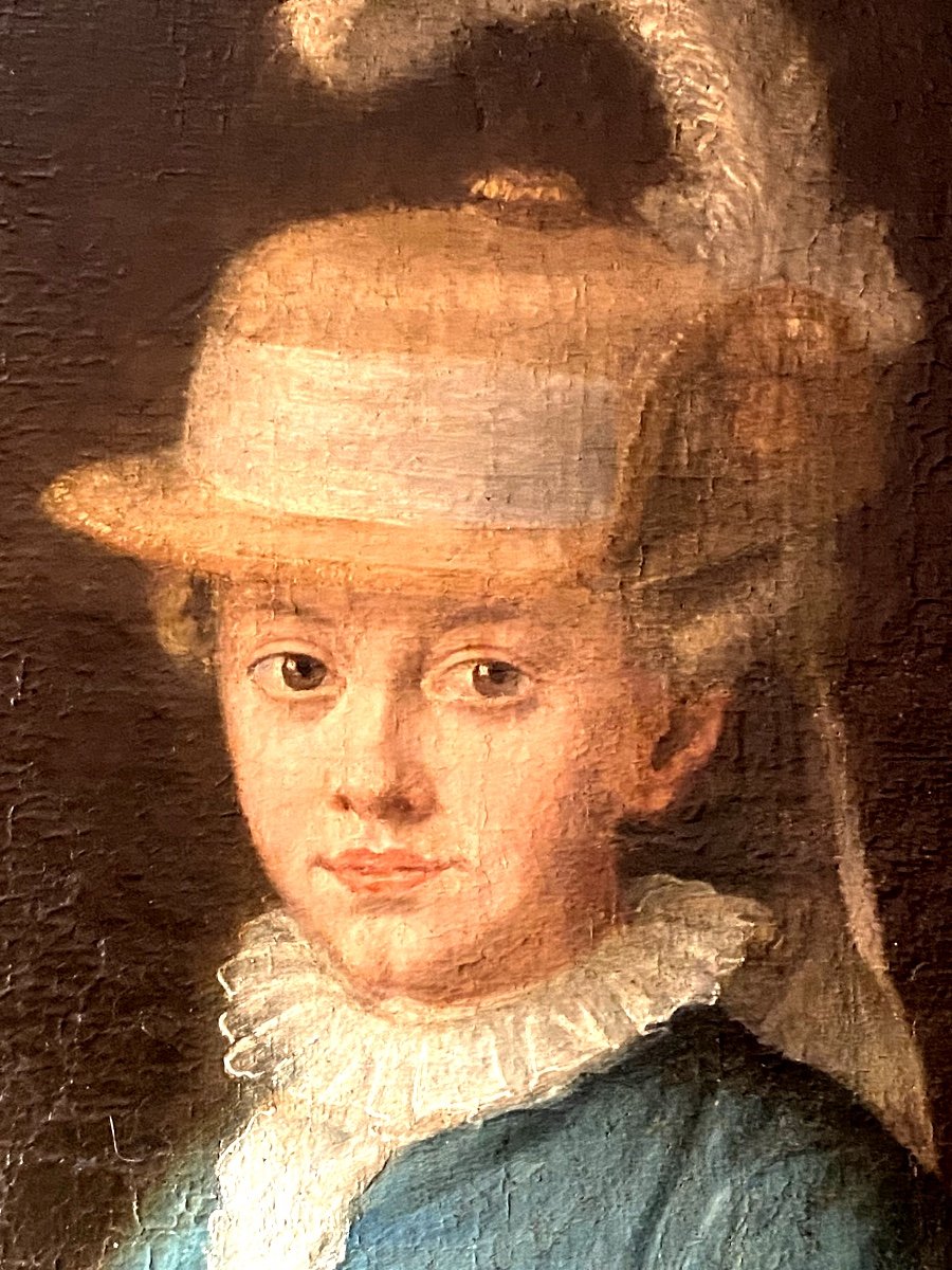 Portrait Of Antoine d'Orléans At 7 Years Old In 1782, Duke Of Montpensier Prince Of The Blood, French School-photo-2