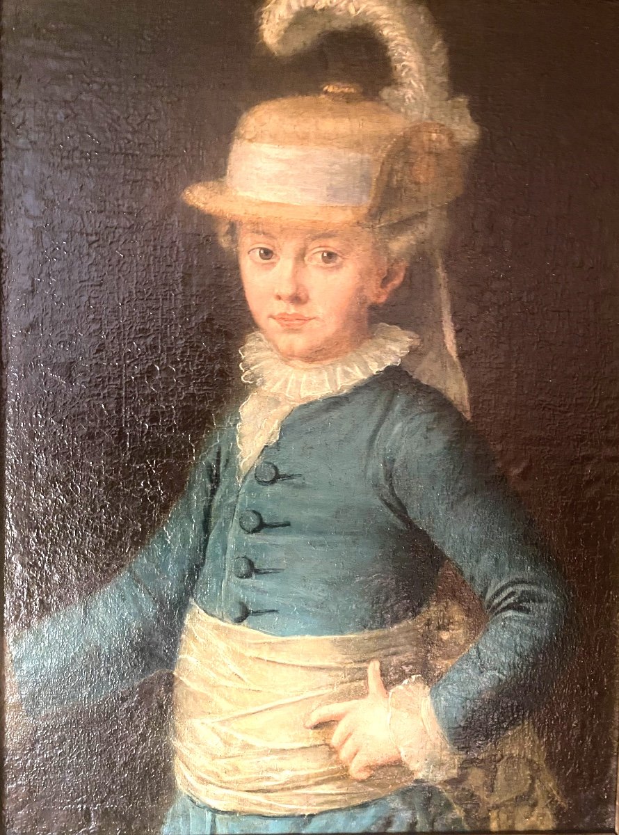 Portrait Of Antoine d'Orléans At 7 Years Old In 1782, Duke Of Montpensier Prince Of The Blood, French School-photo-4