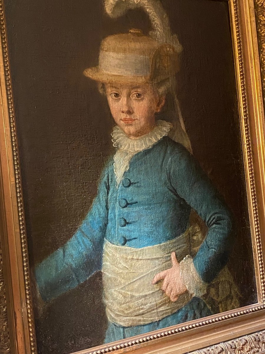 Portrait Of Antoine d'Orléans At 7 Years Old In 1782, Duke Of Montpensier Prince Of The Blood, French School-photo-7