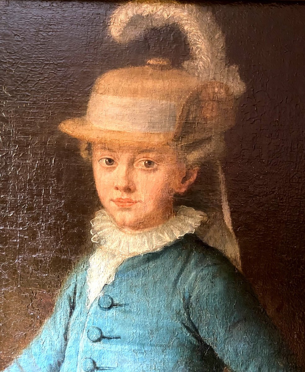 Portrait Of Antoine d'Orléans At 7 Years Old In 1782, Duke Of Montpensier Prince Of The Blood, French School-photo-8