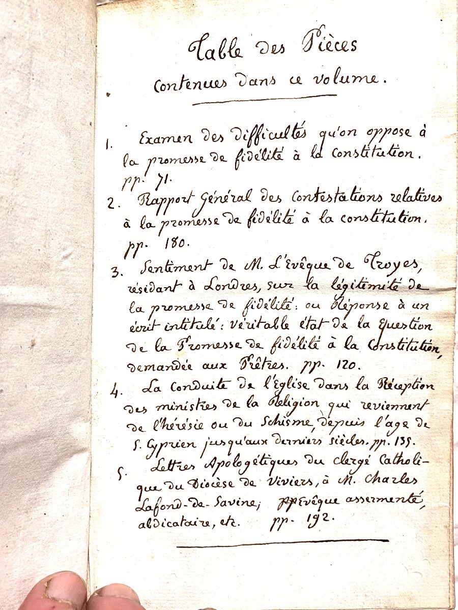 Rare Ensemble  :5 Pièces Concernant Les Difficultés De Soumission De l'Eglise à La Constitution-photo-3