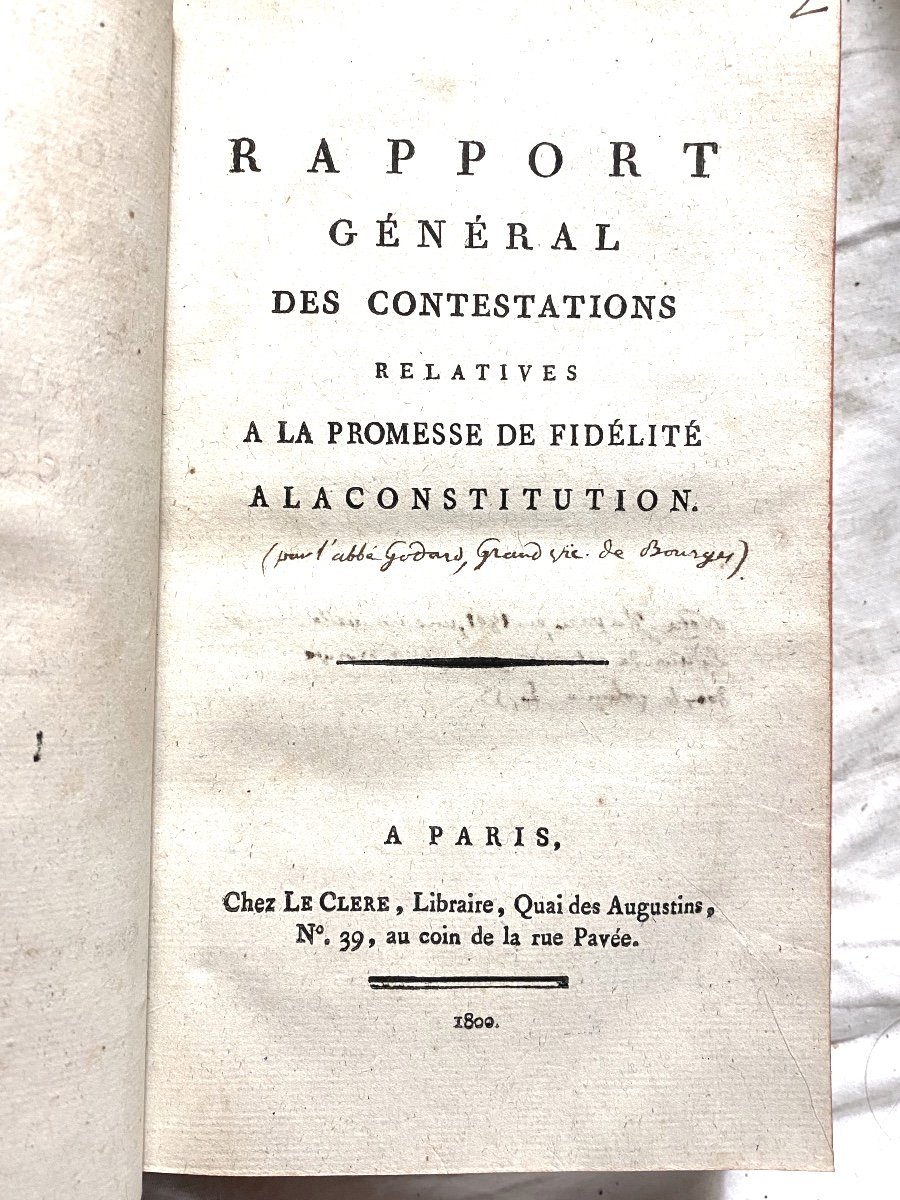 Rare Ensemble  :5 Pièces Concernant Les Difficultés De Soumission De l'Eglise à La Constitution-photo-2