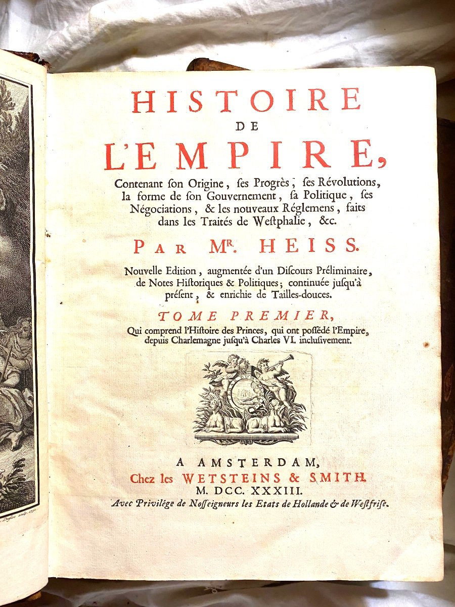 2 Beaux Vol.  In4 , Amsterdam, 1733 " Histoire De l'Empire" Par Mr. Heiss , Enrichie De Figures-photo-3