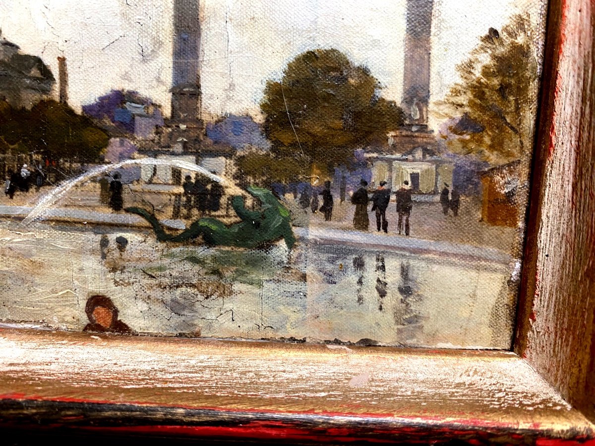 Beautiful Small Impressionist Painting 1892; Columns Of The Throne Barrier Place De La Nation, Paris-photo-4