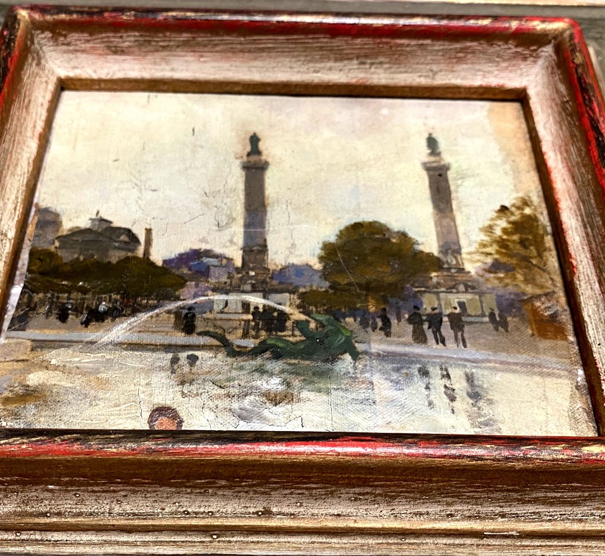 Beautiful Small Impressionist Painting 1892; Columns Of The Throne Barrier Place De La Nation, Paris-photo-6