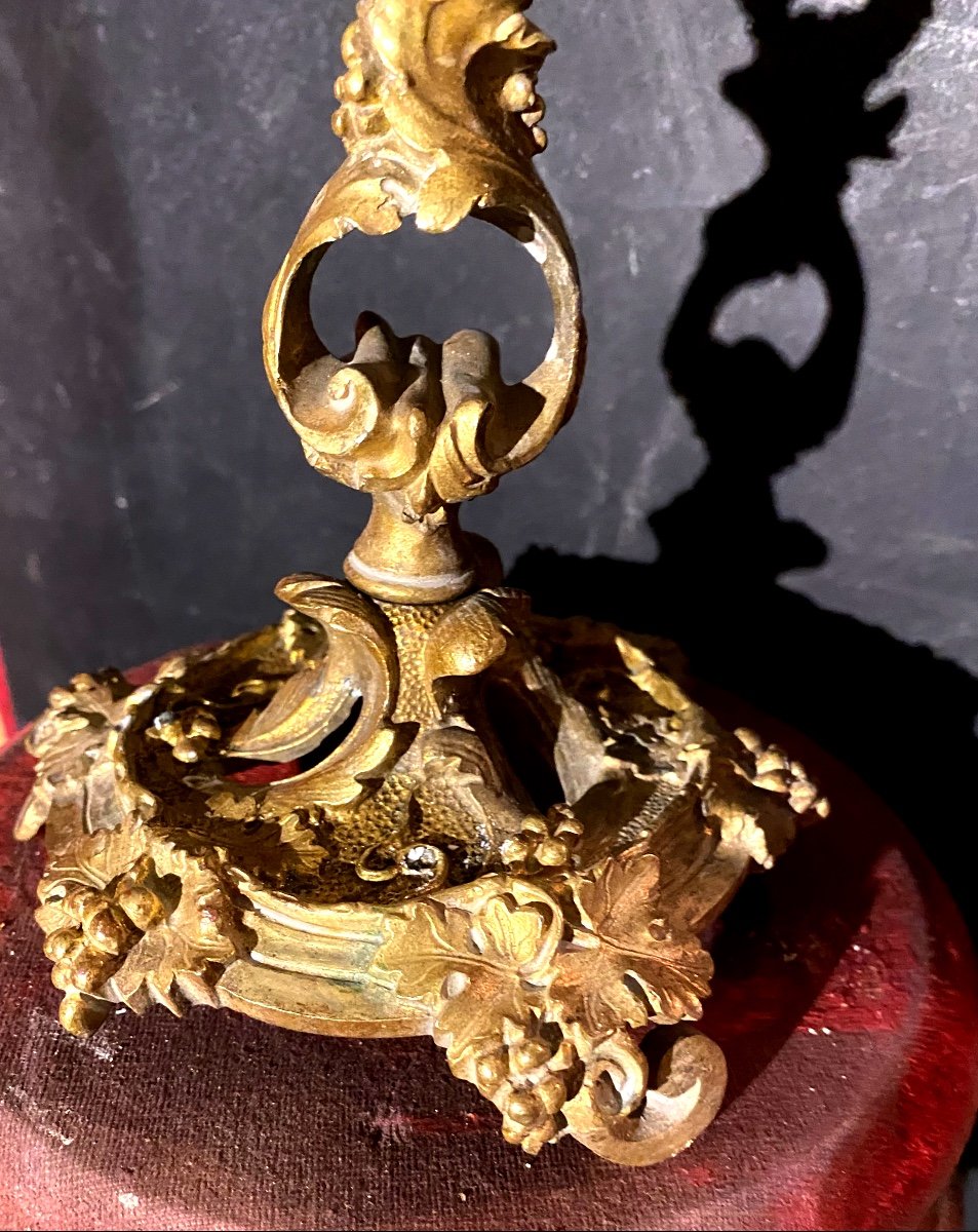 Rare Et Beau Vide Poche Coquillage Bénitier Monté Sur Un Socle Baroque Ajouré Bronze Doré 19ème-photo-4