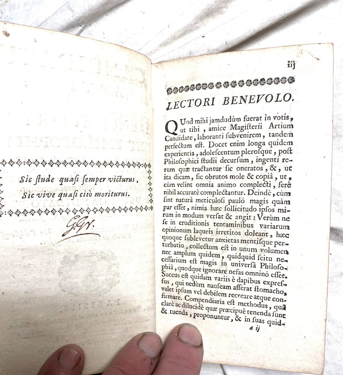  1 Vol. Candidatus Artium Ubi De Rhetorica Et Philosophia. Ad Usum Cadidatorum. Parisiis 1732-photo-2