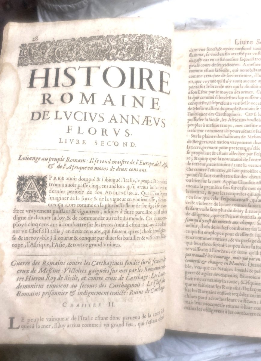 Très Rare Infolio Velin à Nerfs De 1630 Par François De Marolles De l'"Histoire Romaine" ,Paris-photo-7