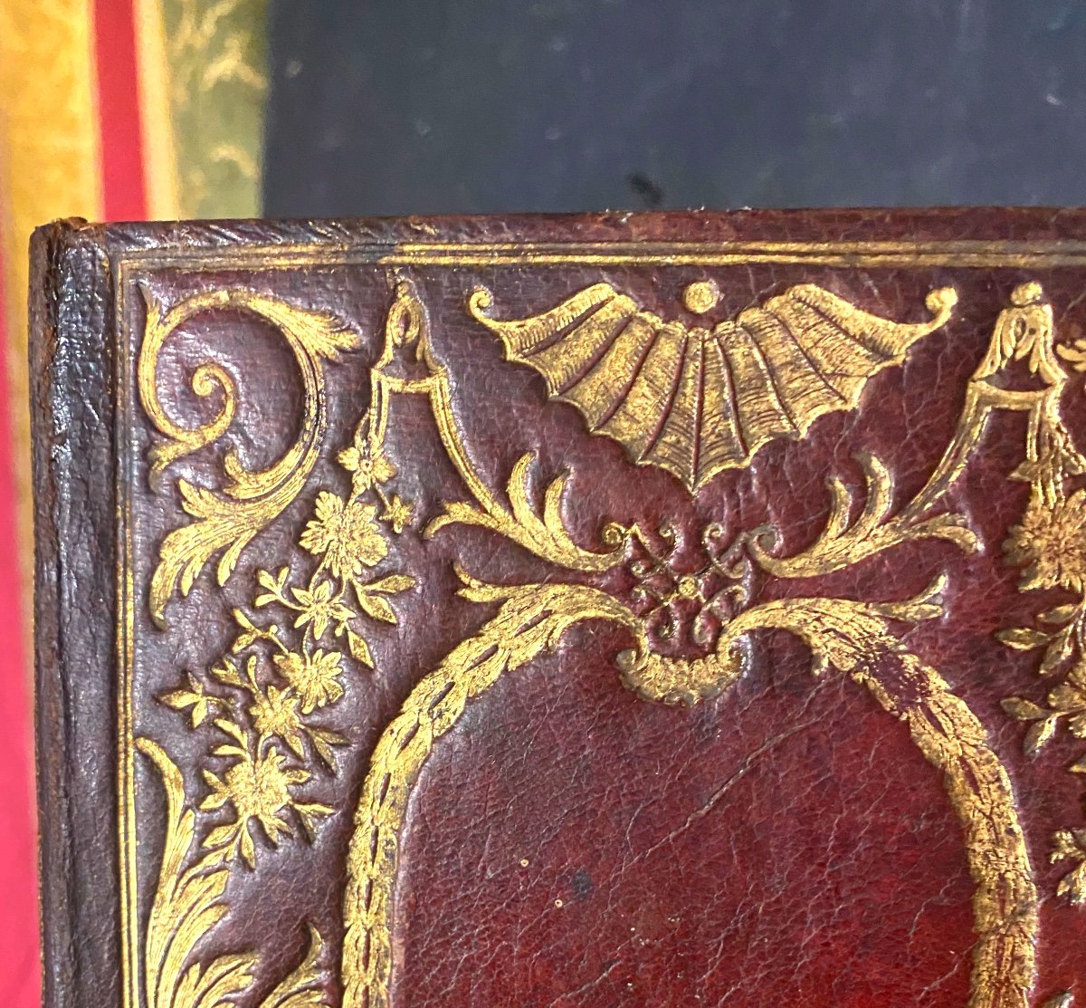 Rare And Beautiful Book Box In Red Morocco With Plates Decorated With  Buisson Mid-18th Century-photo-2