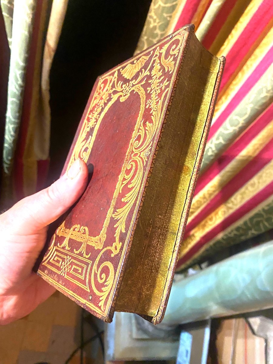 Rare And Beautiful Book Box In Red Morocco With Plates Decorated With  Buisson Mid-18th Century-photo-4