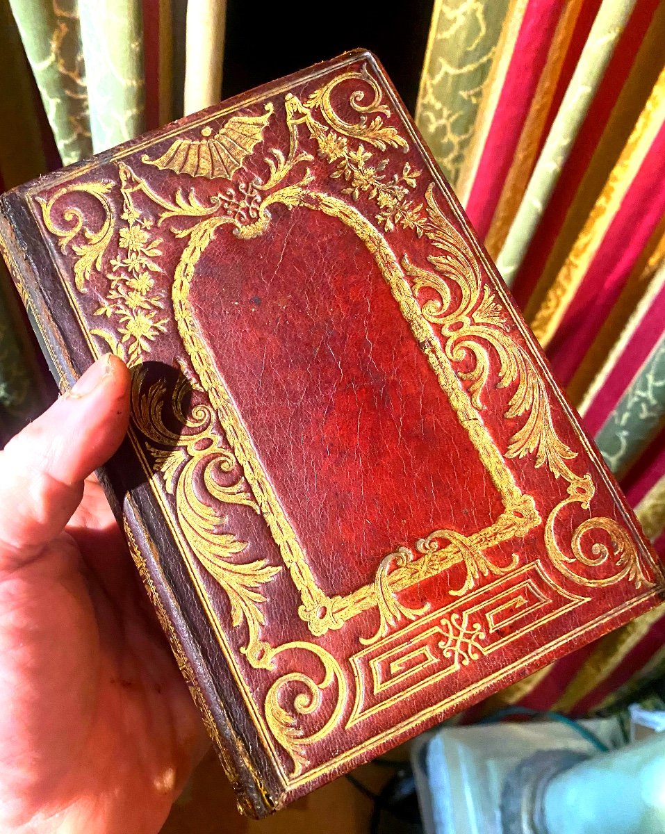 Rare And Beautiful Book Box In Red Morocco With Plates Decorated With  Buisson Mid-18th Century-photo-6