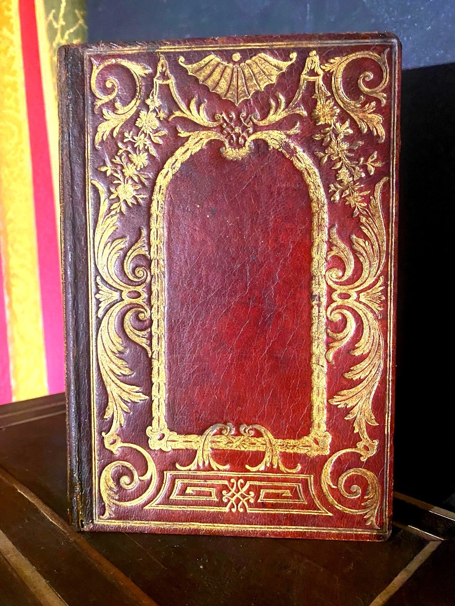 Rare And Beautiful Book Box In Red Morocco With Plates Decorated With  Buisson Mid-18th Century