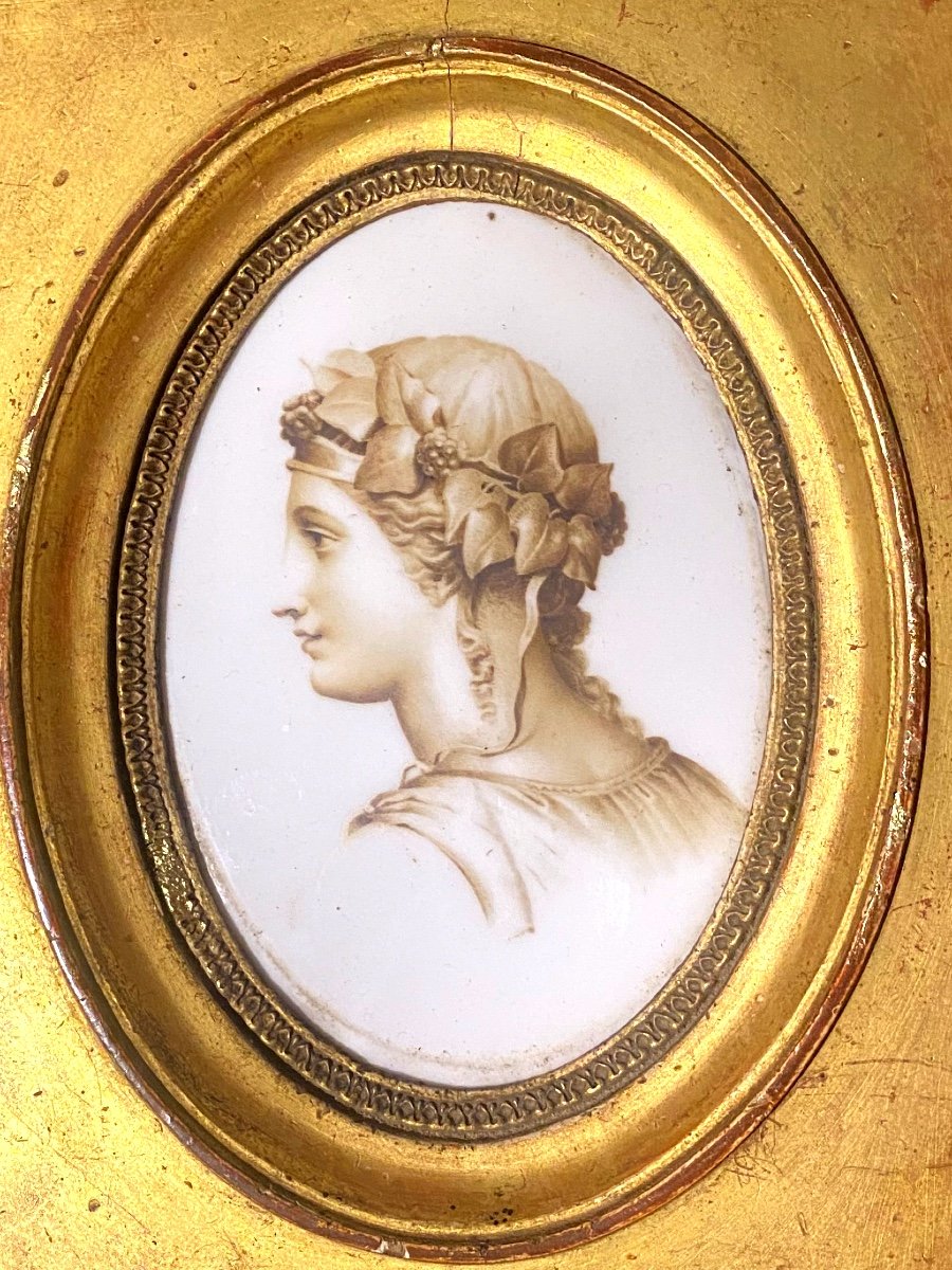 Beautiful "neo-classical" Oval Portrait Of A Woman On A Framed Porcelain Plaque Circa 1810-photo-4