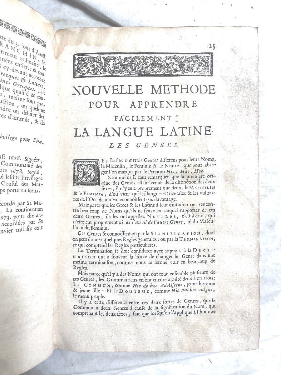 "nouvelle Méthode Pour Apprendre Facilement La Langue Latine "1  Fort Vol. In 8 . A Paris 1709 -photo-1