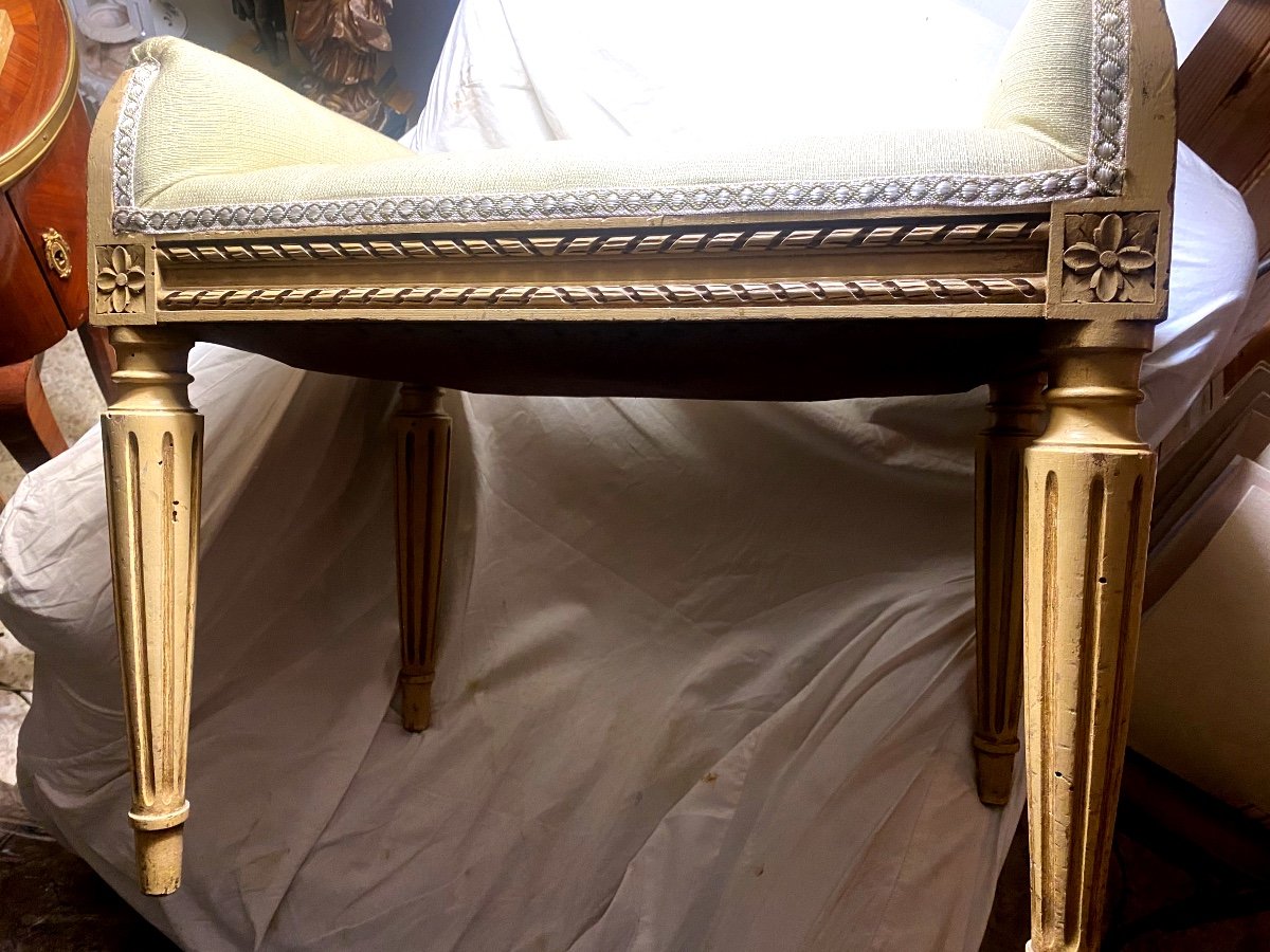 Charming Small Individual Occasional Bench In Neo Louis XVI Style In Lacquered Wood 1925 -photo-3