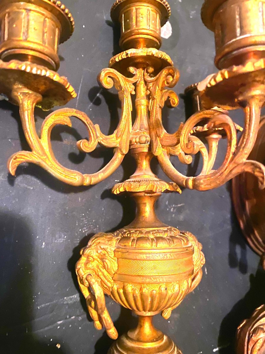 Exceptional Large Louis XIV Style Gilt Bronze Mantel Clock And Candelabra.-photo-2