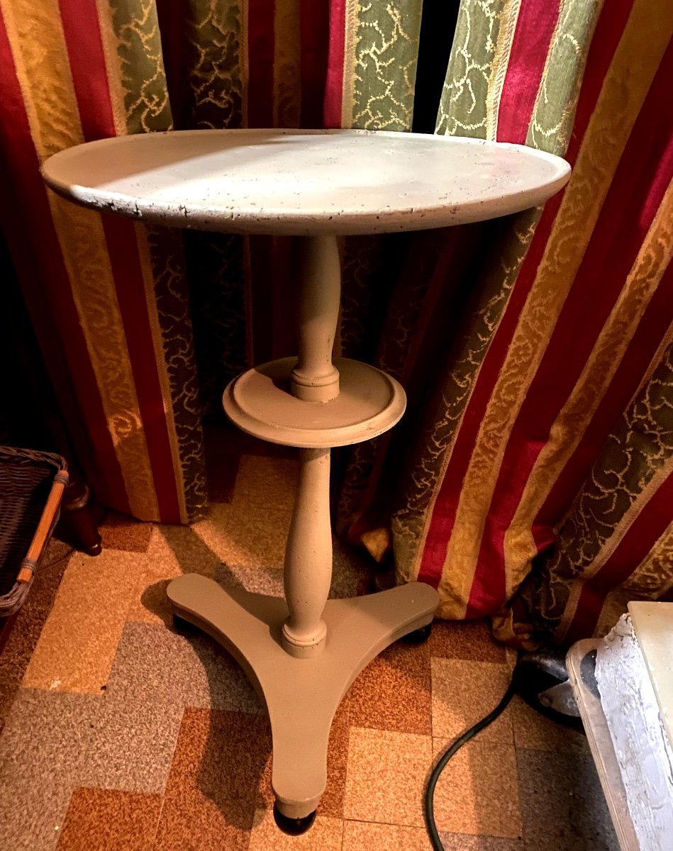 Charming Little "louis Philippe" Tripod Side Table, Two Lacquered Turned Walnut Trays-photo-4