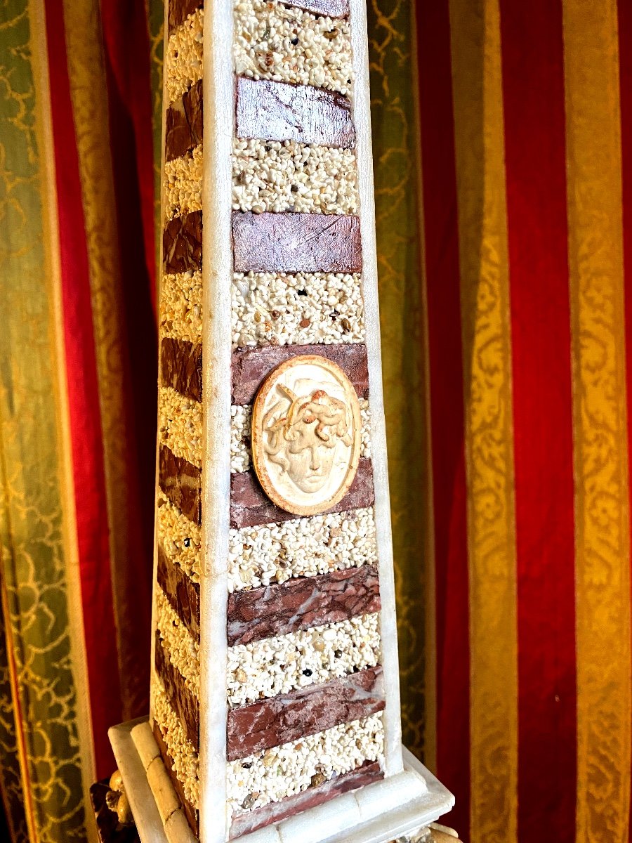 Rare Obelisk Of The Sea, Composed Of Marine Elements, Shells, Coral Grains And Marbles-photo-2