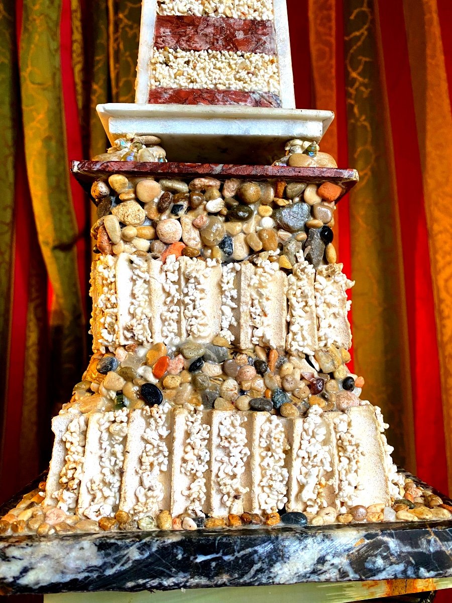 Rare Obelisk Of The Sea, Composed Of Marine Elements, Shells, Coral Grains And Marbles-photo-2