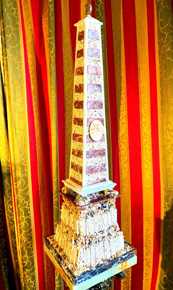 Rare Obelisk Of The Sea, Composed Of Marine Elements, Shells, Coral Grains And Marbles