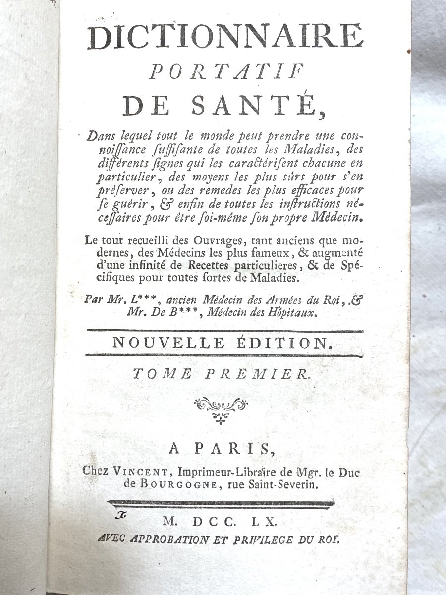 2 Beautiful Volumes In12 "portable Dictionary Of Health" Paris 1760 Charlesauguste Van Dermonde-photo-3