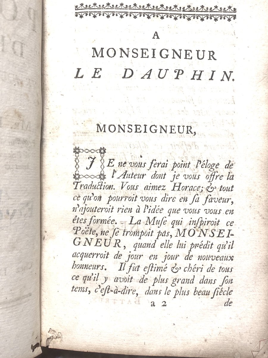 The Poems Of Horace, Translated Into French By Mr. Abbé Batteux; 1 Vol. In 12 Paris, 1758-photo-4