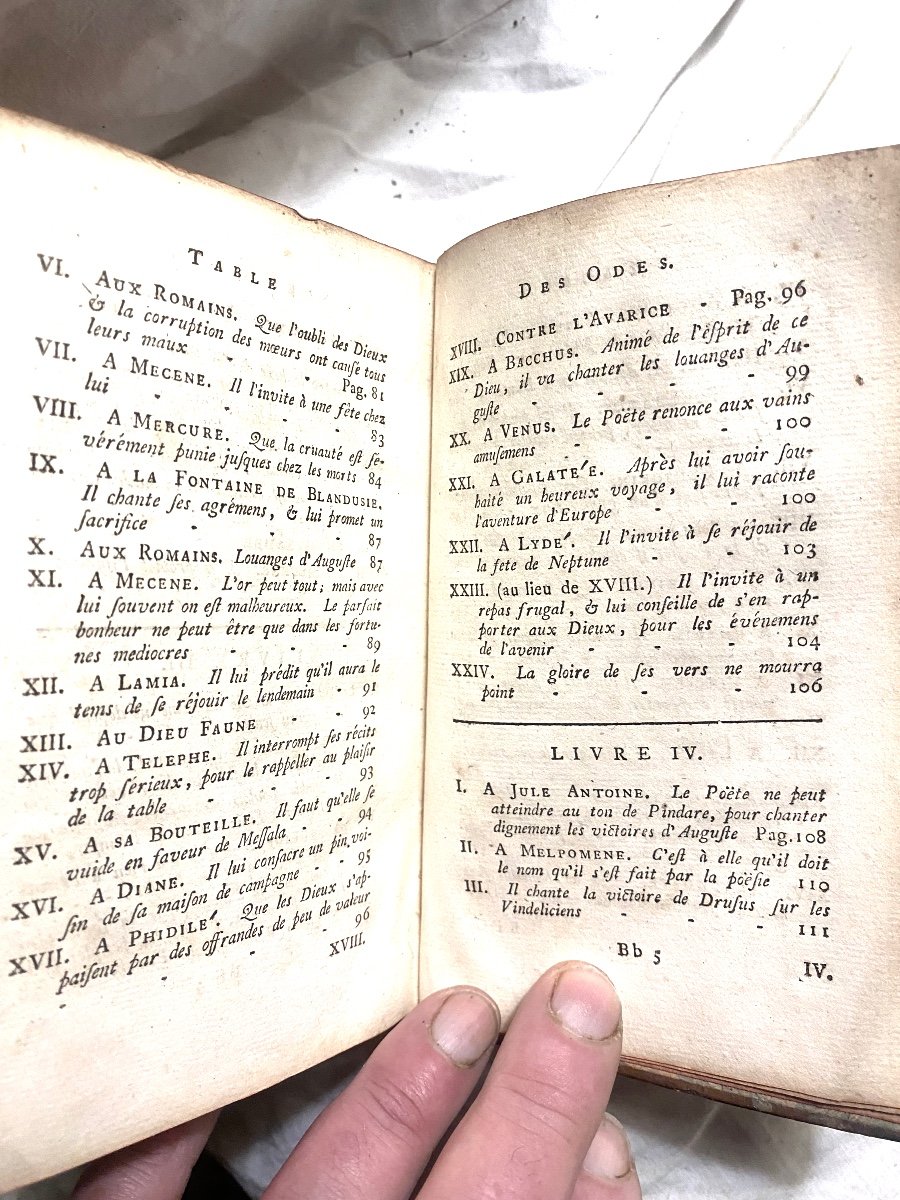 The Poems Of Horace, Translated Into French By Mr. Abbé Batteux; 1 Vol. In 12 Paris, 1758-photo-6