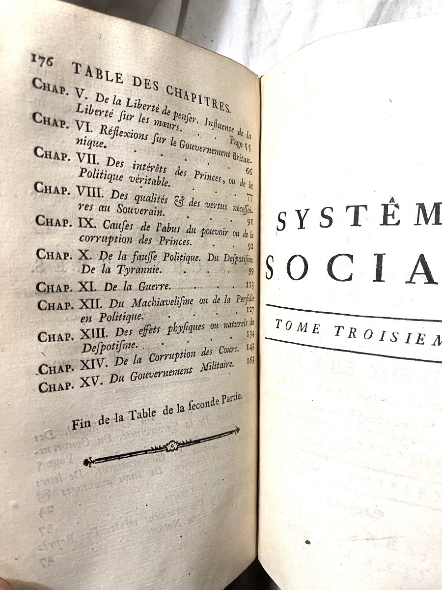 Rare Volume In 8 En 3 Tomes 1773, à Londres :Système Social, Ou Principes Naturels De La Morale-photo-6