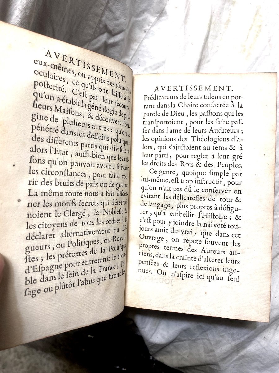 4 Vol. 18th, Red Morocco Coat Of Arms Inlaid: "journal Of , Reign Of Henry ", By P. De l'Etoile-photo-5