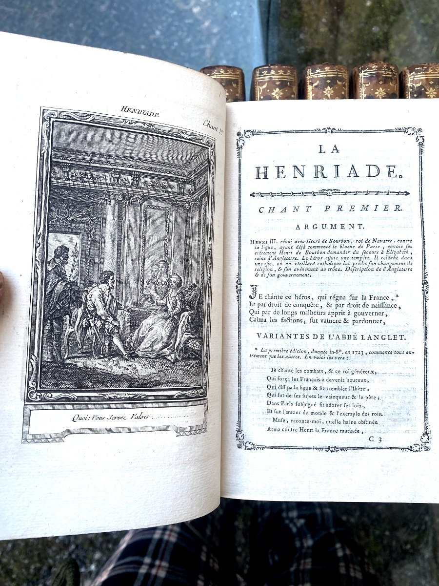 39/40: Volumes In 8 Tortoiseshell Calf "works Of Voltaire" Illustrated Edition, Called Framed. 1775-photo-3