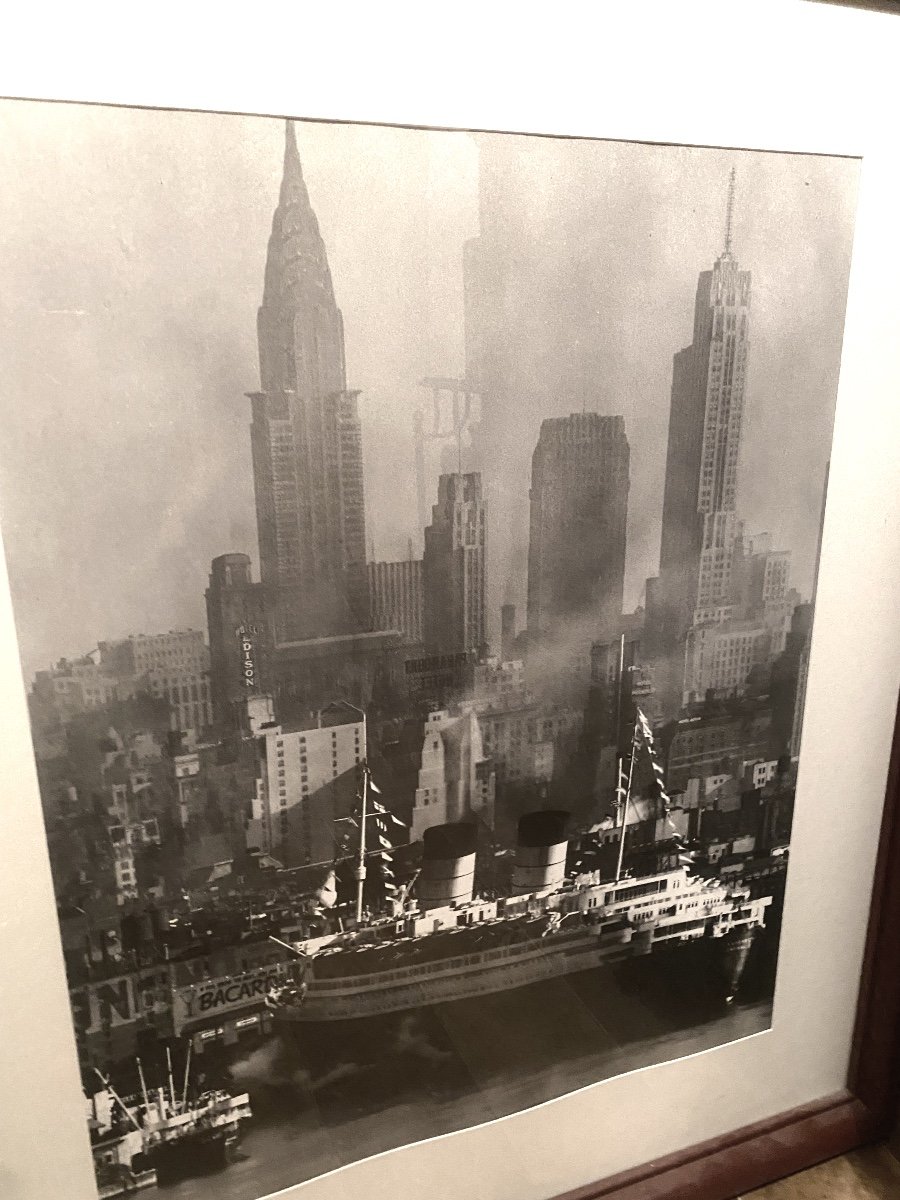 Grand Tirage Photo Agrandi Du Quenn Elisabeth Dans Le Port De New-York , Par Andréas Feininger -photo-4