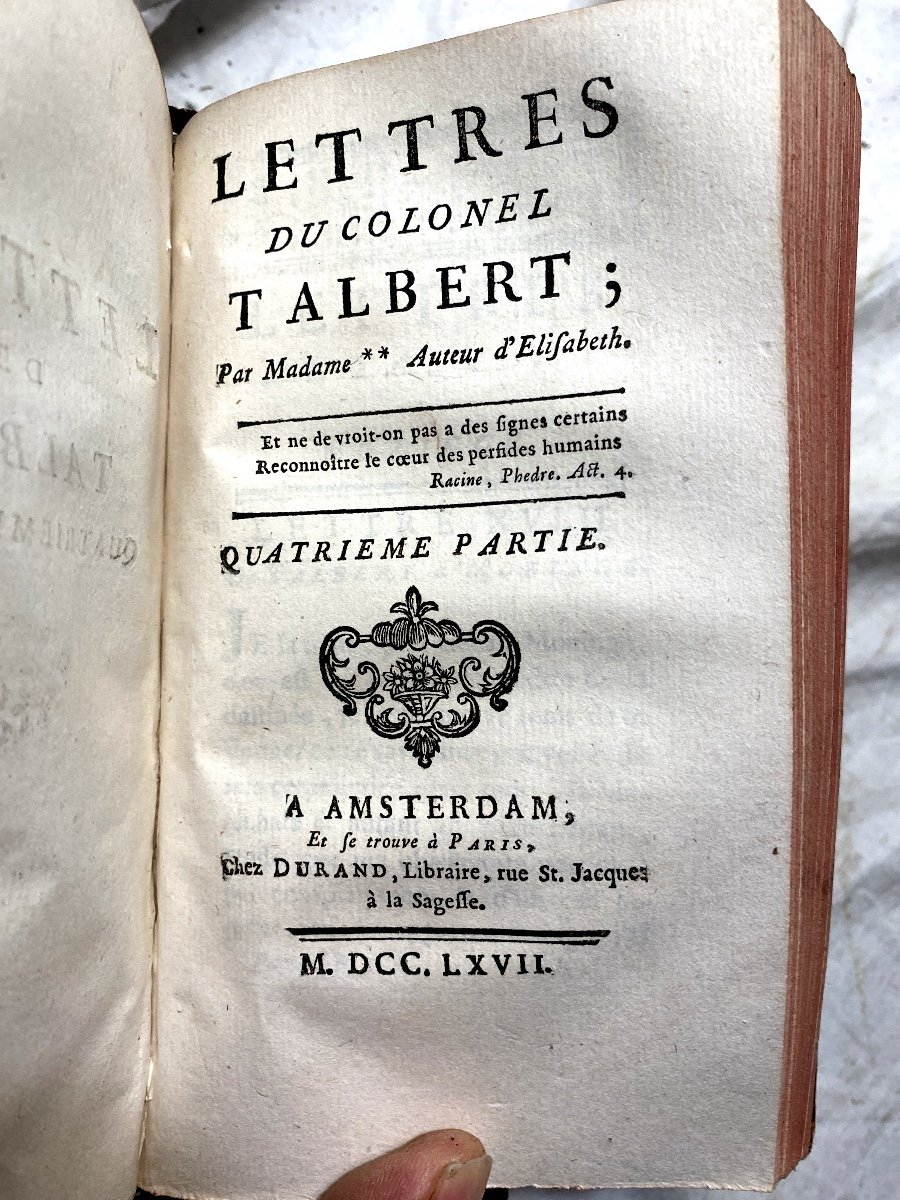 2 Vol. In 12 En Quatre Parties "lettres Du Colonel Talbert" ; Par Madame ***auteur d'Elisabeth.-photo-7