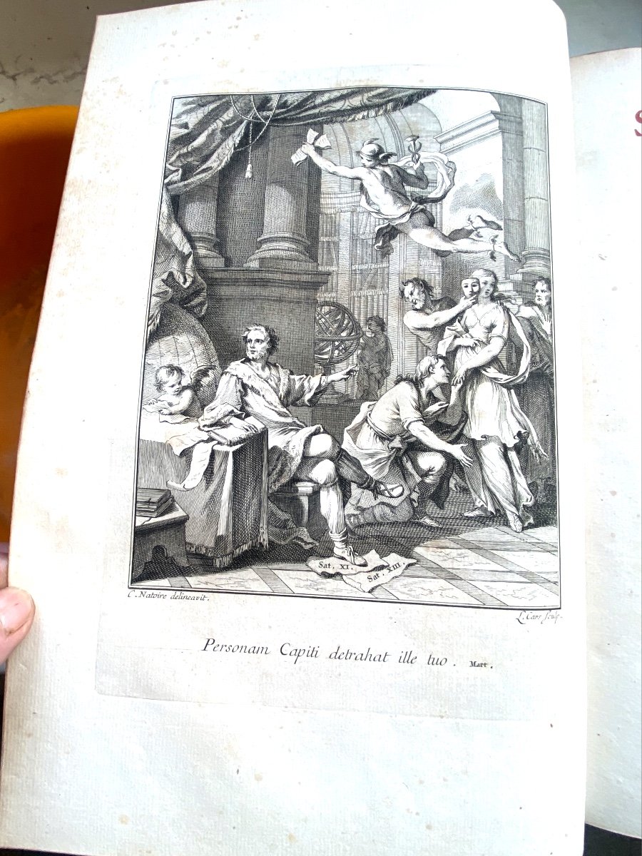 Bel In Folio  Veau Blond Glacé Pagination Encadrée :satyres Et Oeuvres De  Régnier Londres 1753-photo-4