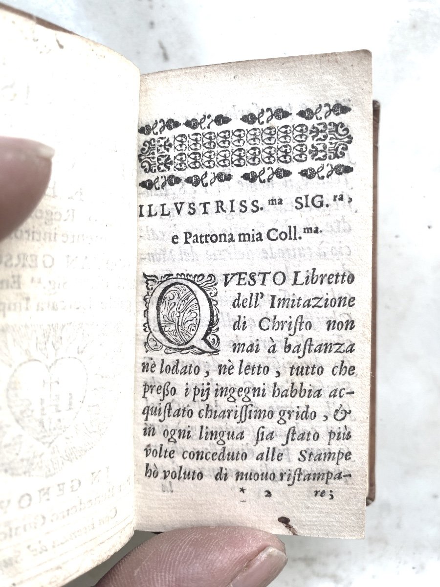 Livre 17 ème Miniature: "de l'Imitatione Di Christo " Libri Quatteo De Kempis". In Génova .1652-photo-1