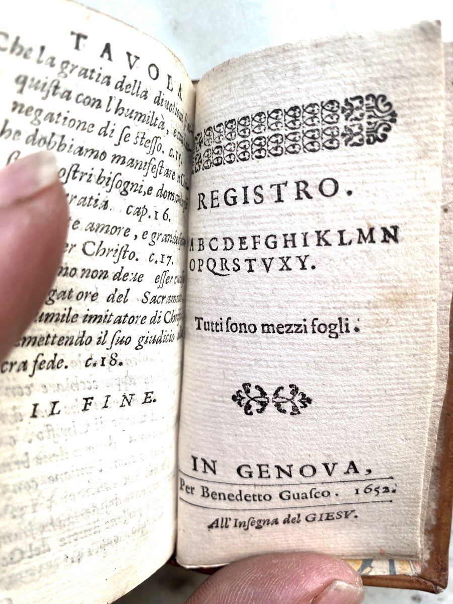 Livre 17 ème Miniature: "de l'Imitatione Di Christo " Libri Quatteo De Kempis". In Génova .1652-photo-8