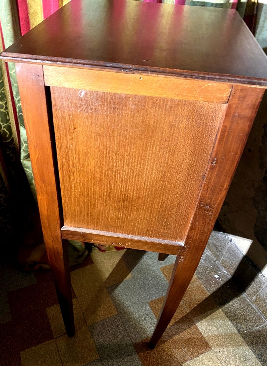 Simple And Elegant Three-drawer Chiffoniere, Sheathed Legs, In Solid Cherry Wood, Directoire Period-photo-1