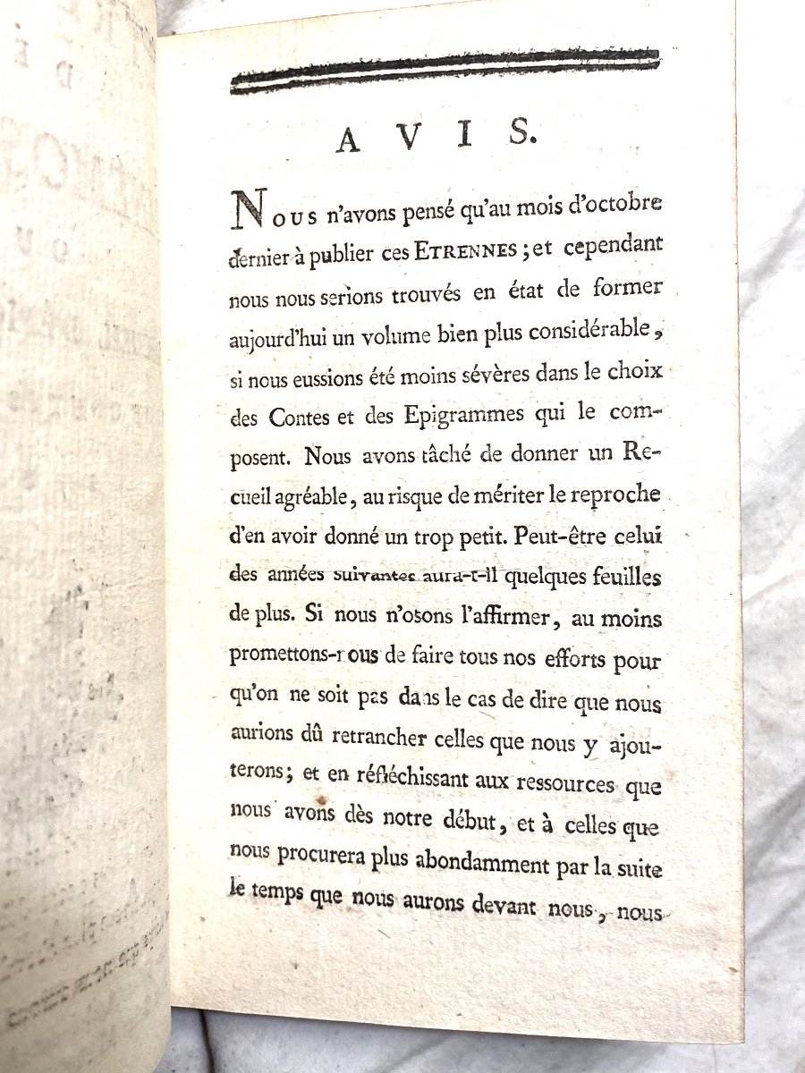 "Etrennes de Mnémosyne, ou Recueil d'Epigrammes et de Contes en Vers" 1788 .Paris, Maroquin Rg.-photo-1