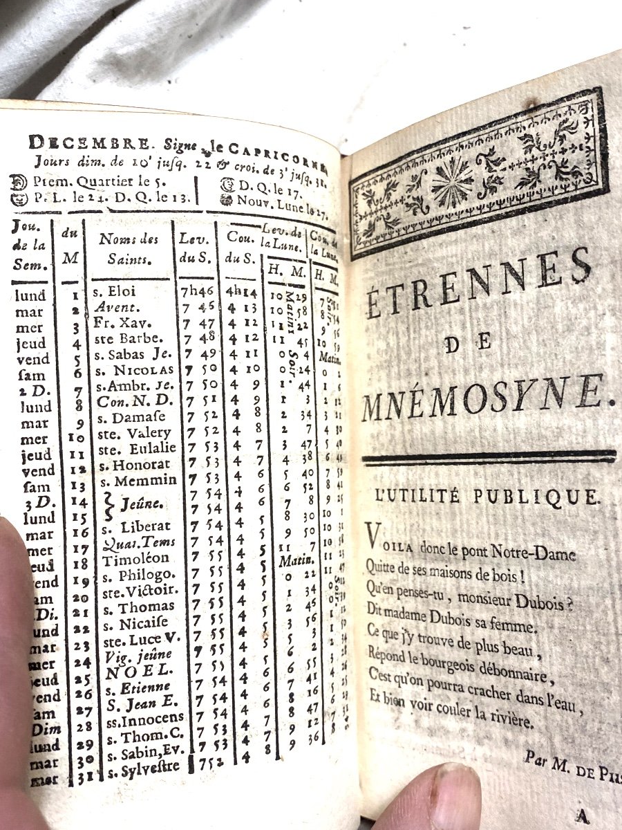 "new Year's Gifts From Mnemosyne, Or Collection Of Epigrams And Tales In Verse" 1788 .paris, Maroquin Rg.-photo-5