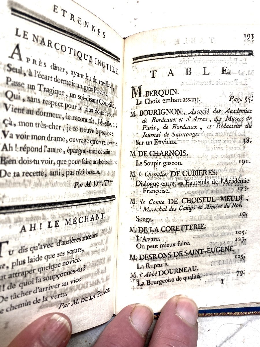 "new Year's Gifts From Mnemosyne, Or Collection Of Epigrams And Tales In Verse" 1788 .paris, Maroquin Rg.-photo-8