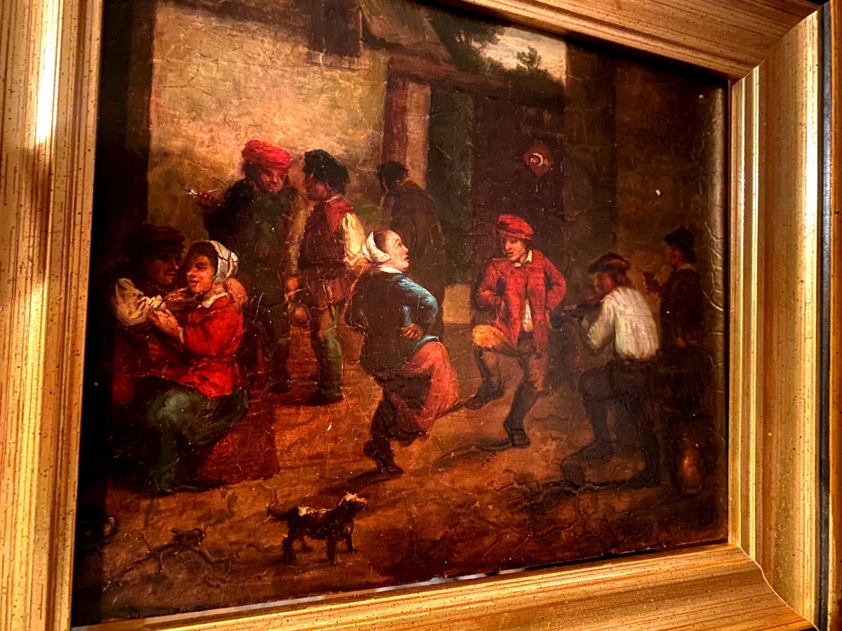  Flemish School. Enca, End Of The 17th Century "the Village Dance In A Tavern" H./wood.-photo-5