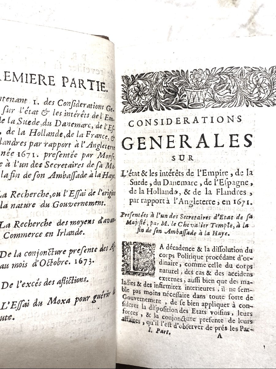 Large 17th Century Volume, In 12 A Utreh 1693; "the Mixed Works Of Monsieur Le Chevaliertemple"-photo-6