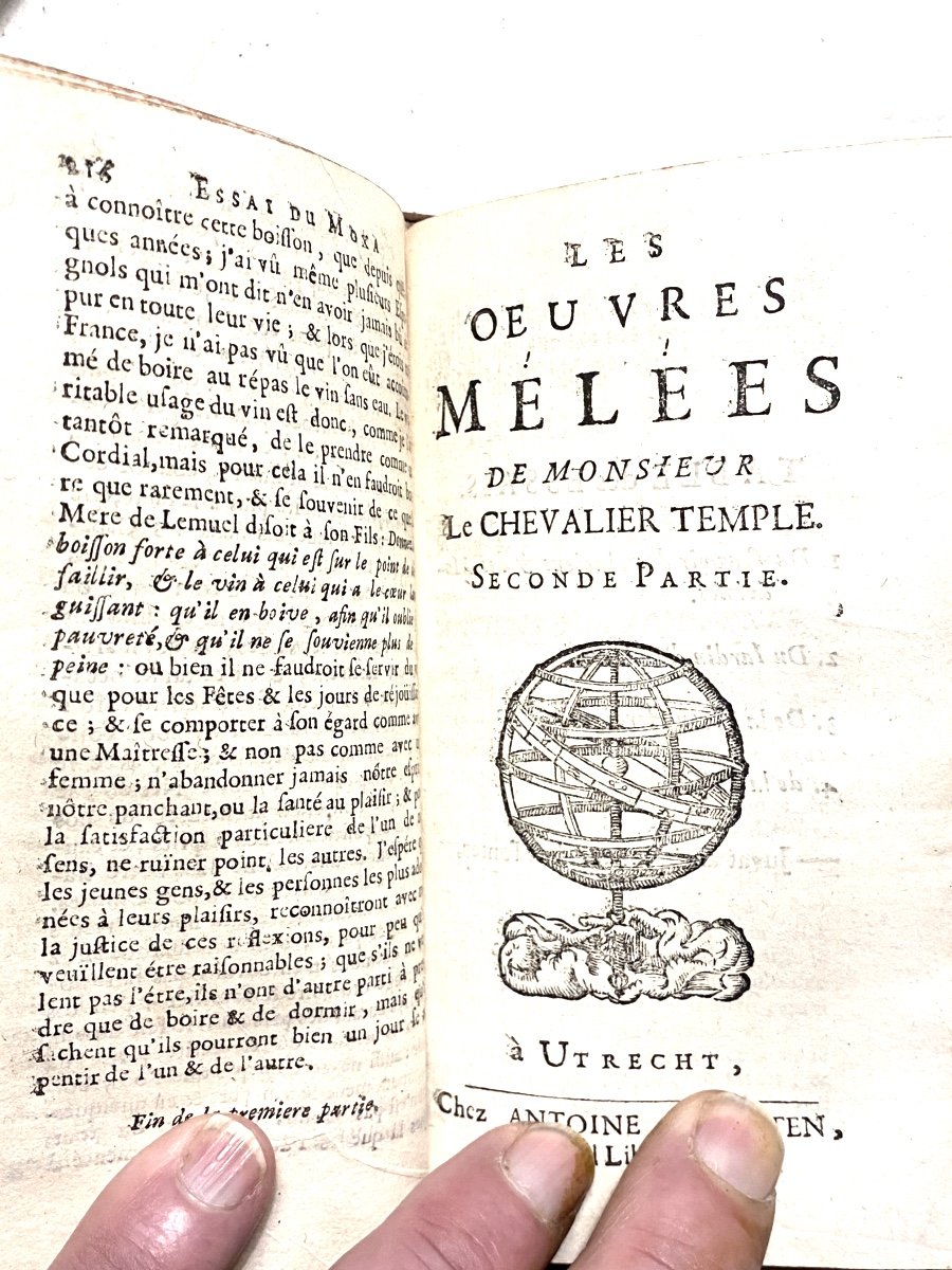 Large 17th Century Volume, In 12 A Utreh 1693; "the Mixed Works Of Monsieur Le Chevaliertemple"-photo-7