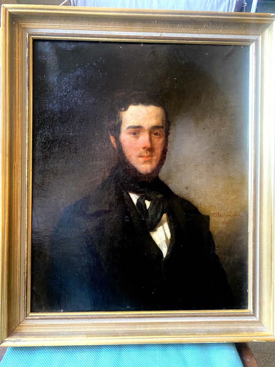 Beautiful Portrait Of A Young Man Louis Philippe. Oil/canvas Framed Signed V A.. Dartiguenave 1849-photo-3