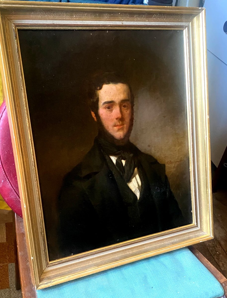 Beautiful Portrait Of A Young Man Louis Philippe. Oil/canvas Framed Signed V A.. Dartiguenave 1849-photo-4